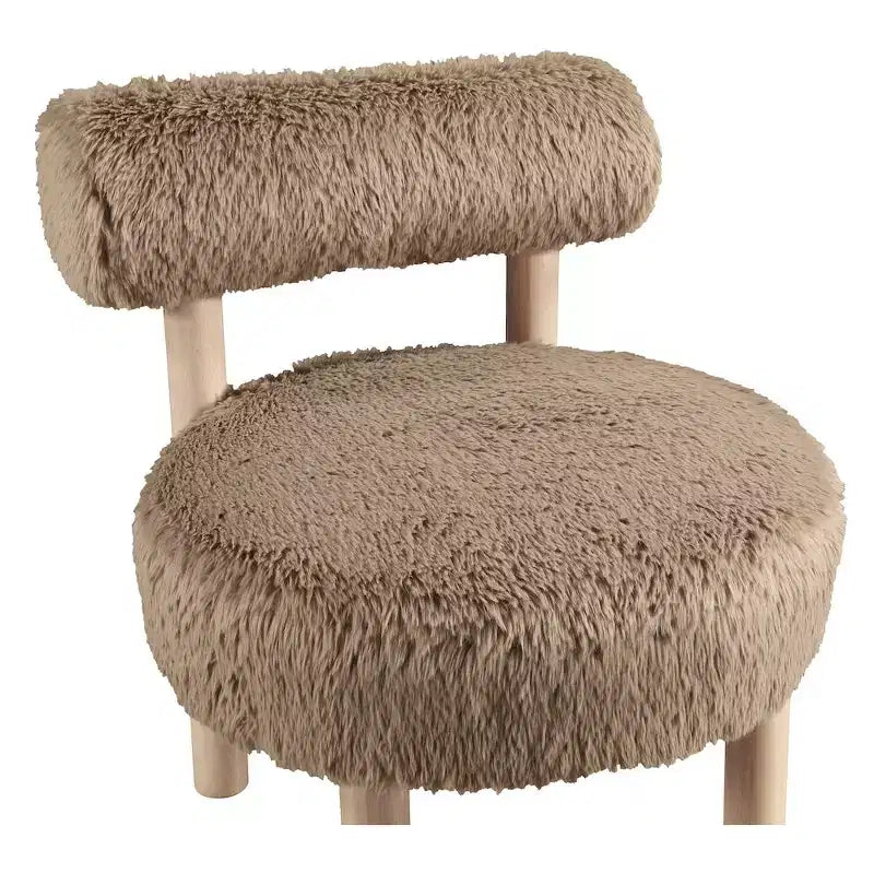 Fauteuil d'appoint en tissu façon shearling végétalien, beige