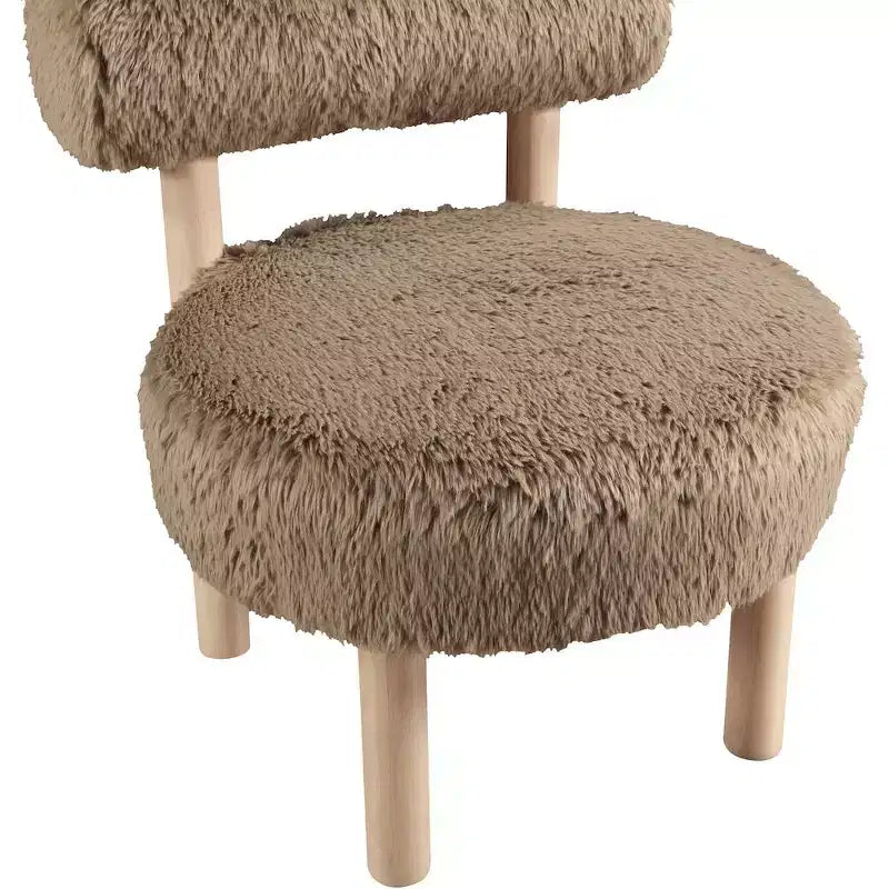 Fauteuil d'appoint en tissu façon shearling végétalien, beige