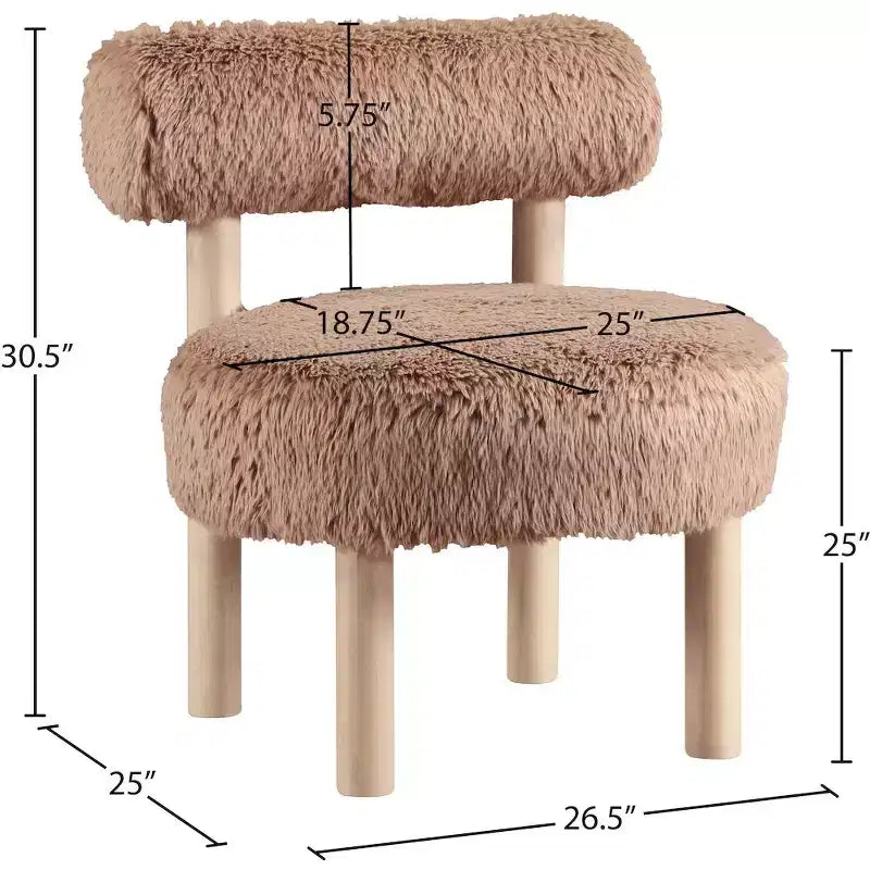 Fauteuil d'appoint en tissu façon shearling végétalien, beige
