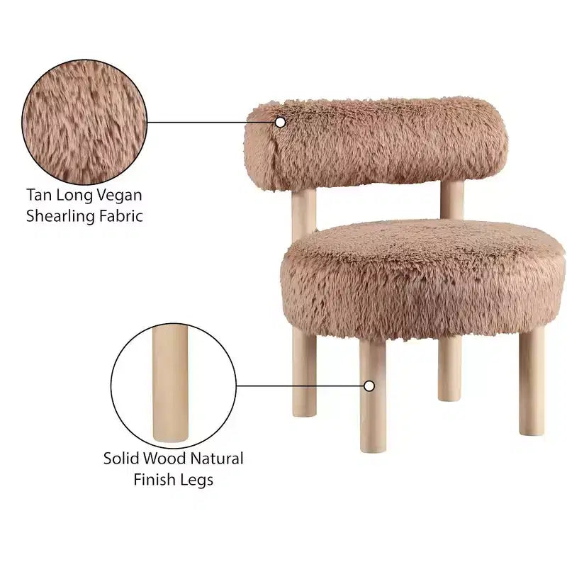 Fauteuil d'appoint en tissu façon shearling végétalien, beige