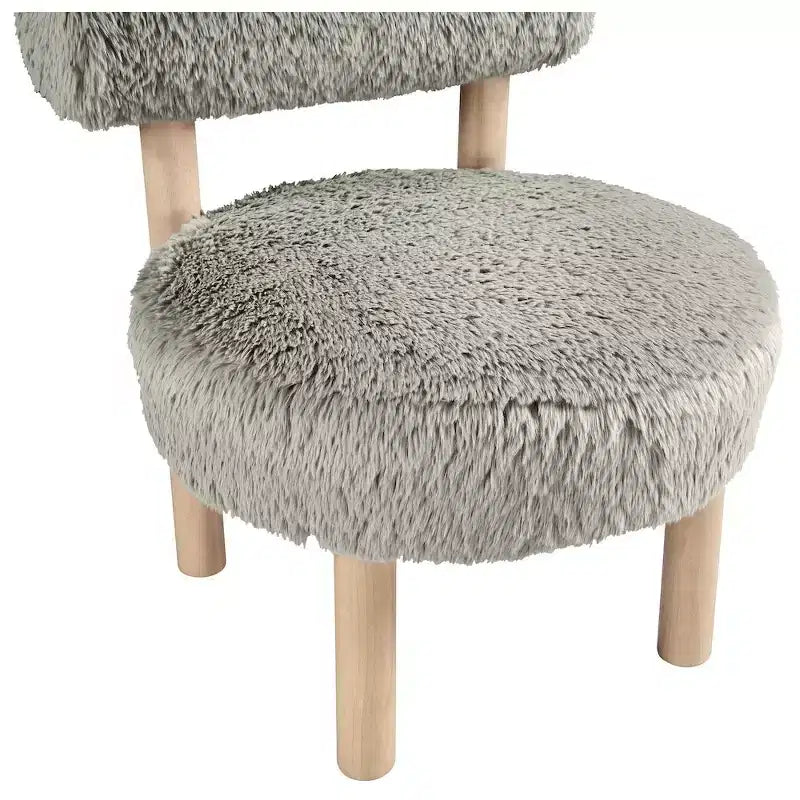 Fauteuil d'appoint en tissu façon shearling végétalien, beige