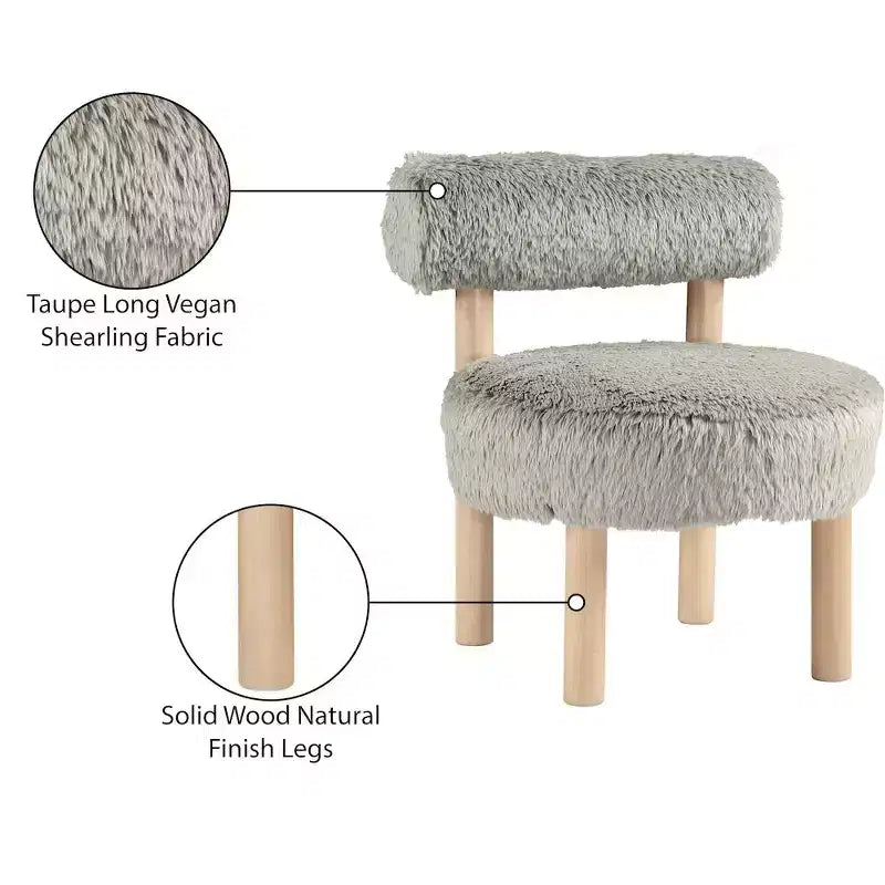 Fauteuil d'appoint en tissu façon shearling végétalien, beige