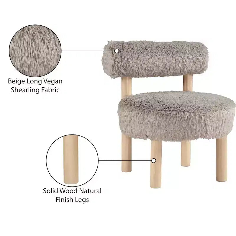 Fauteuil d'appoint en tissu façon shearling végétalien, beige