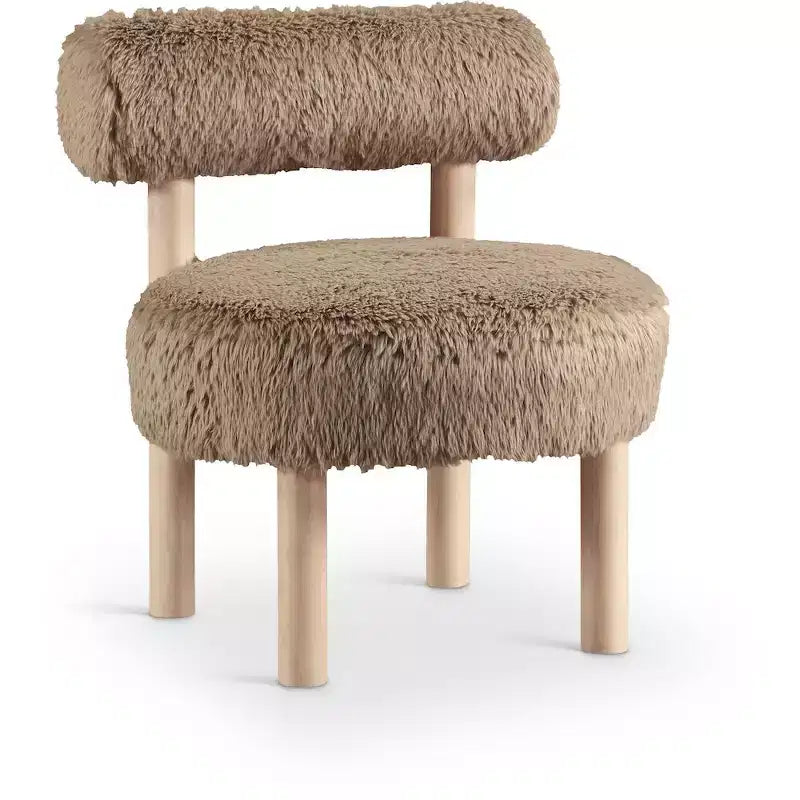 Fauteuil d'appoint en tissu façon shearling végétalien, beige