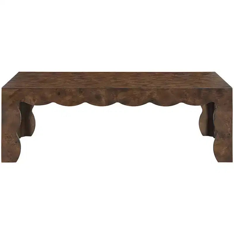 Table basse en placage de loupe de noyer