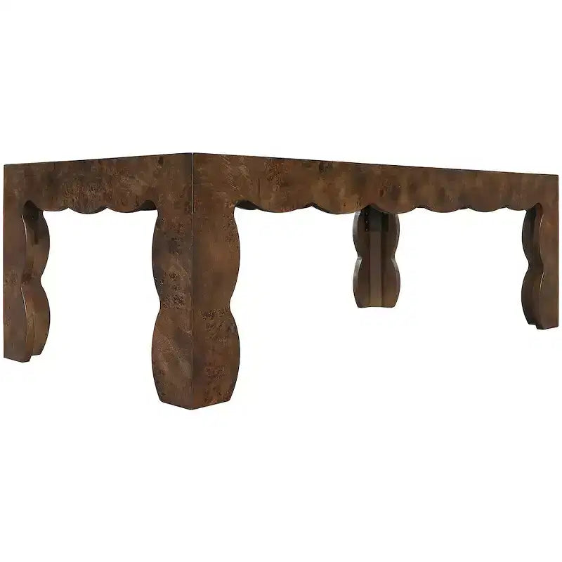 Table basse en placage de loupe de noyer