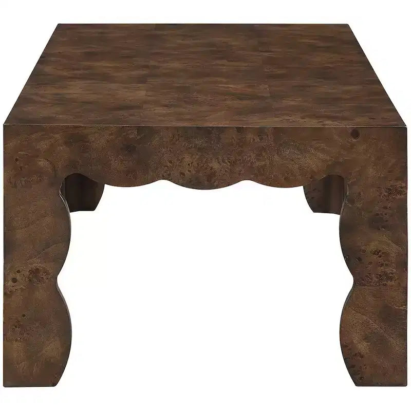 Table basse en placage de loupe de noyer
