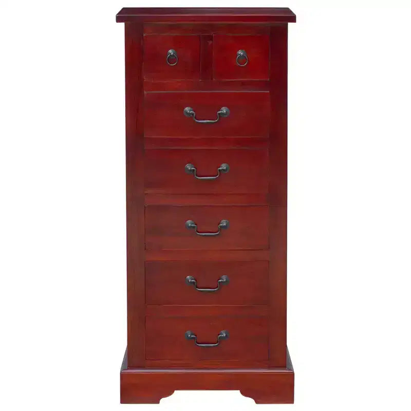 Commode, bois d'acajou massif marron, 45 x 35 x 100,5 cm