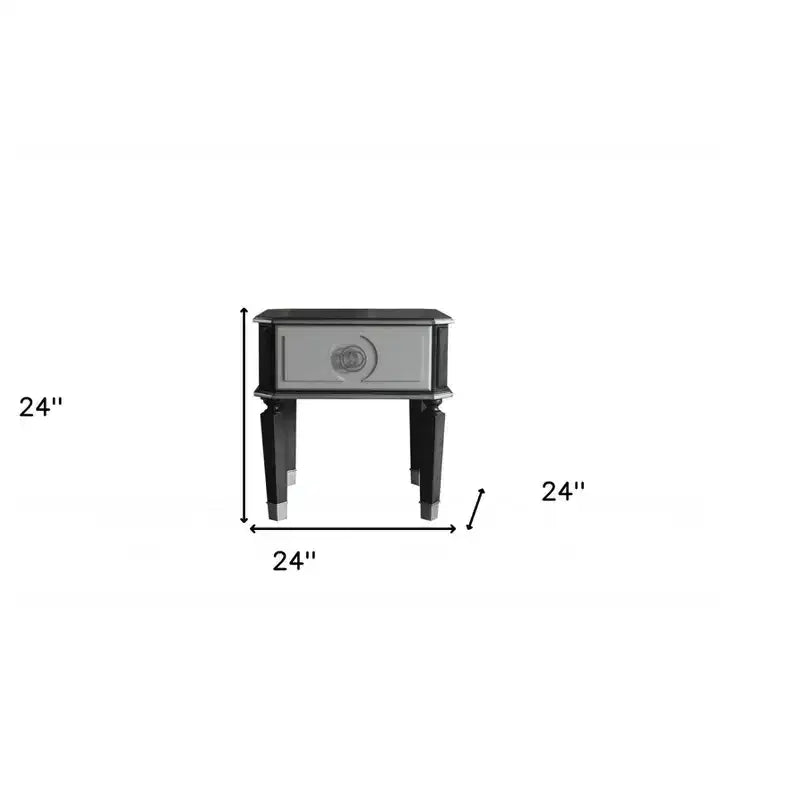 Table d'appoint carrée de 24 po en bois manufacturé gris clair et anthracite