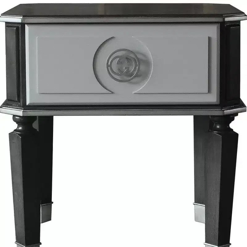 Table d'appoint carrée de 24 po en bois manufacturé gris clair et anthracite