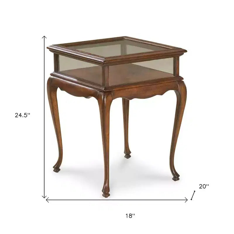 Table d'appoint rectangulaire en verre brun foncé de 25 po