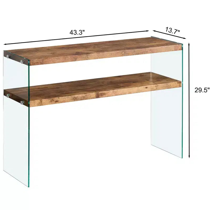Console moderne en bois et verre trempé avec étagère ouverte
